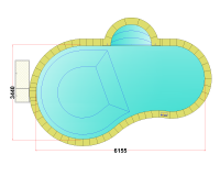 Комплект стандартного бассейна Дежуайо формы "Либерти" 6х3,5м с встроенной фильтрующей панелью PF.I 181 и римской лестницей 1,76м