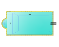 Комплект стандартного прямоугольного бассейна Дежуайо 12х6м с навесным фильтрующим блоком GR.I 251 и римской лестницей 2,76м
