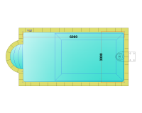 Комплект стандартного прямоугольного бассейна Дежуайо 6х3м с навесным фильтрующим блоком GR.I. 110 и римской лестницей 1,76м