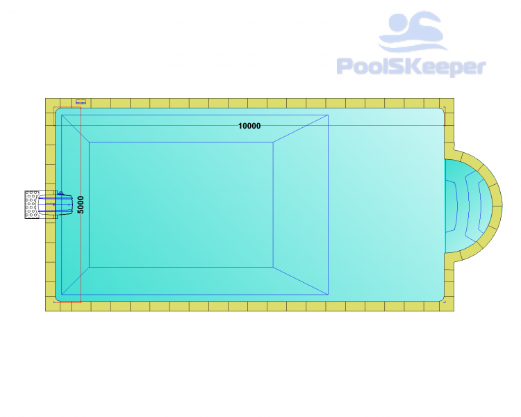 Комплект стандартного прямоугольного бассейна Дежуайо 10х5м с навесным фильтрующим блоком GR.I 181 и римской лестницей 2,76м Комплект стандартного прямоугольного бассейна Дежуайо 10х5м с навесным фильтрующим блоком GR.I 181 и римской лестницей 2,76м