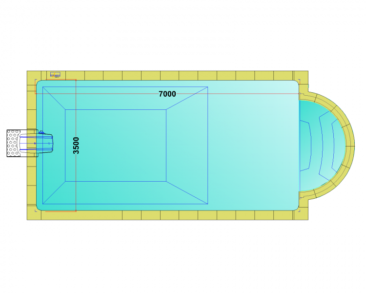 Комплект стандартного прямоугольного бассейна Дежуайо 7х3,5м с навесным фильтрующим блоком GR.I. 181 и римской лестницей 2,76м Комплект стандартного прямоугольного бассейна Дежуайо 7х3,5м с навесным фильтрующим блоком GR.I. 181 и римской лестницей 2,76м