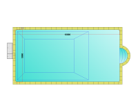 Комплект стандартного прямоугольного бассейна Дежуайо 10х5м с встроенной фильтрующей панелью PF.I 181 и римской лестницей 1,76м