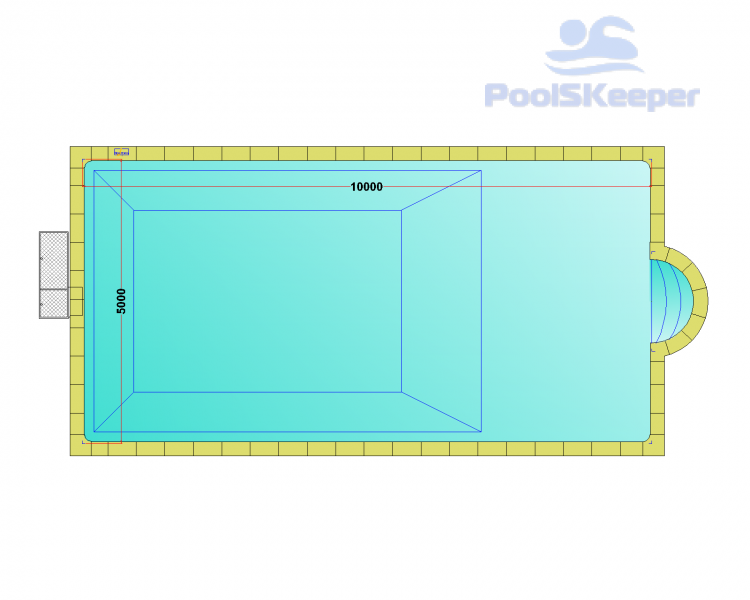 Комплект стандартного прямоугольного бассейна Дежуайо 10х5м с встроенной фильтрующей панелью PF.I 181 и римской лестницей 1,76м Комплект стандартного прямоугольного бассейна Дежуайо 10х5м с встроенной фильтрующей панелью PF.I 181 и римской лестницей 1,76м