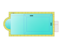 Комплект стандартного прямоугольного бассейна Дежуайо 6х3м с встроенной фильтрующей панелью PF.I 181 и римской лестницей 1,76м