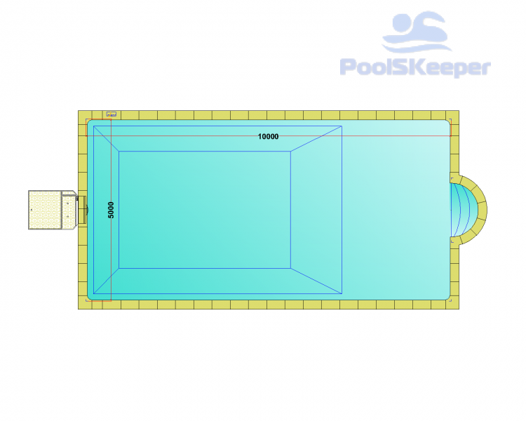 Комплект стандартного прямоугольного бассейна Дежуайо 10х5м с встроенной фильтрующей панелью PF.I 250 и римской лестницей 1,76м Комплект стандартного прямоугольного бассейна Дежуайо 10х5м с встроенной фильтрующей панелью PF.I 250 и римской лестницей 1,76м