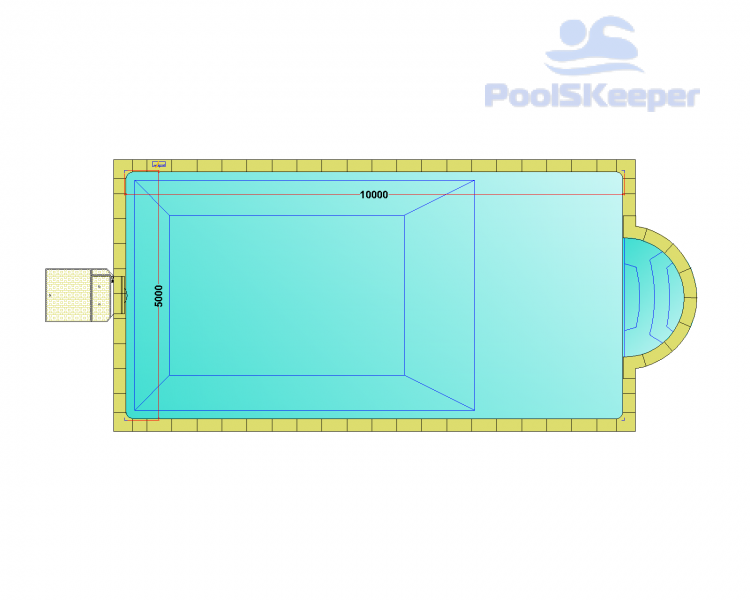 Комплект стандартного прямоугольного бассейна Дежуайо 10х5м с встроенной фильтрующей панелью PF.I 250 и римской лестницей 2,76м Комплект стандартного прямоугольного бассейна Дежуайо 10х5м с встроенной фильтрующей панелью PF.I 250 и римской лестницей 2,76м