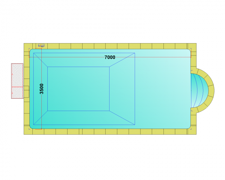 Комплект стандартного прямоугольного бассейна Дежуайо 7х3,5м с встроенной фильтрующей панелью PF.I 181 и римской лестницей 1,76м Комплект стандартного прямоугольного бассейна Дежуайо 7х3,5м с встроенной фильтрующей панелью PF.I 181 и римской лестницей 1,76м