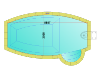 Комплект стандартного овального бассейна Дежуайо 6х3м с навесным фильтрующим блоком GR.I. 110 и римской лестницей 1,76м