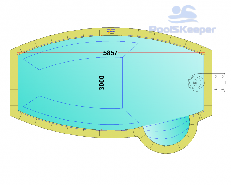 Комплект стандартного овального бассейна Дежуайо 6х3м с навесным фильтрующим блоком GR.I. 110 и римской лестницей 1,76м Комплект стандартного овального бассейна Дежуайо 6х3м с навесным фильтрующим блоком GR.I. 110 и римской лестницей 1,76м