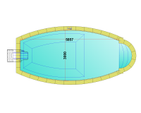 Комплект стандартного овального бассейна Дежуайо 6х3м с навесным фильтрующим блоком GR.I. 181 и римской лестницей 1,76м