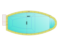 Комплект стандартного овального бассейна Дежуайо 6х3м с встроенной фильтрующей панелью PF.I 181 и римской лестницей 1,76м