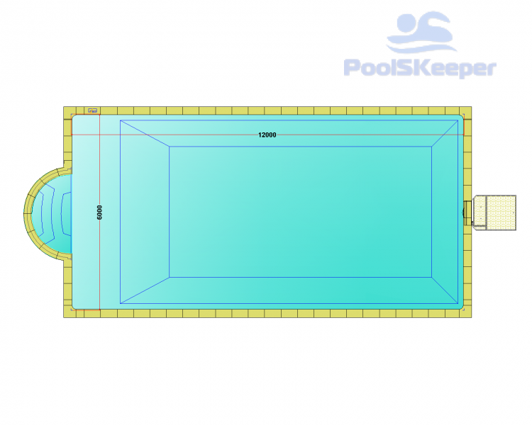 Комплект стандартного прямоугольного бассейна Дежуайо 12х6м с встроенной фильтрующей панелью PF.I 250 и римской лестницей 2,76м Комплект стандартного прямоугольного бассейна Дежуайо 12х6м с встроенной фильтрующей панелью PF.I 250 и римской лестницей 2,76м