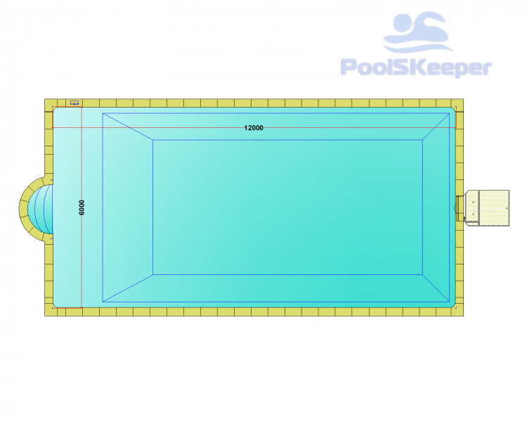 Комплект стандартного прямоугольного бассейна Дежуайо 12х6м с встроенной фильтрующей панелью PF.I 250 и римской лестницей 1,76м Комплект стандартного прямоугольного бассейна Дежуайо 12х6м с встроенной фильтрующей панелью PF.I 250 и римской лестницей 2,76м