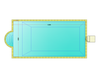 Комплект стандартного прямоугольного бассейна Дежуайо 12х6м с встроенной фильтрующей панелью PF.I 440 и римской лестницей 2,76м