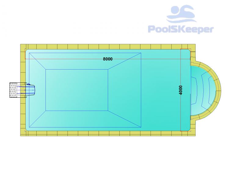Комплект стандартного прямоугольного бассейна Дежуайо 8х4м с навесным фильтрующим блоком GR.I. 181 и римской лестницей 2,76м Комплект стандартного прямоугольного бассейна Дежуайо 8х4м с навесным фильтрующим блоком GR.I. 181 и римской лестницей 2,76м