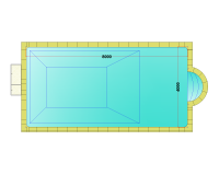 Комплект стандартного прямоугольного бассейна Дежуайо 8х4м с встроенной фильтрующей панелью PF.I 181 и римской лестницей 1,76м