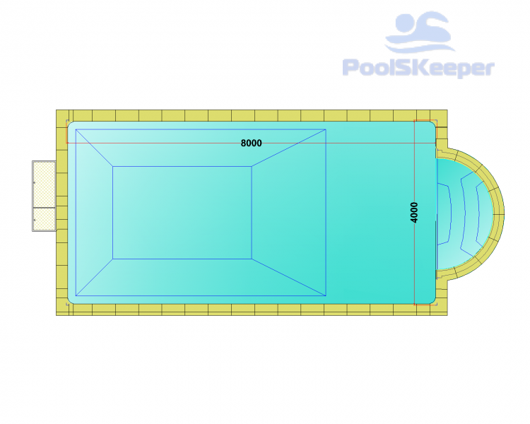 Комплект стандартного прямоугольного бассейна Дежуайо 8х4м с встроенной фильтрующей панелью PF.I 181 и римской лестницей 2,76м Комплект стандартного прямоугольного бассейна Дежуайо 8х4м с встроенной фильтрующей панелью PF.I 181 и римской лестницей 2,76м