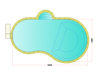 Комплект стандартного бассейна Дежуайо формы "Либерти" 8х4,5м с встроенной фильтрующей панелью PF.I 181 и римской лестницей 1,76м
