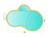 Комплект стандартного бассейна Дежуайо формы "Либерти" 8х4,5м с встроенной фильтрующей панелью PF.I 181 и римской лестницей 2,76м