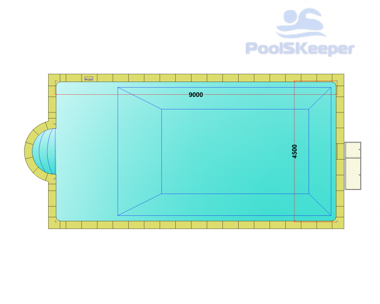 Комплект стандартного прямоугольного бассейна Дежуайо 9х4,5м с встроенной фильтрующей панелью PF.I 181 и римской лестницей 1,76м Комплект стандартного прямоугольного бассейна Дежуайо 9х4,5м с встроенной фильтрующей панелью PF.I 181 и римской лестницей 1,76м