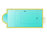 Комплект стандартного прямоугольного бассейна Дежуайо 9х4,5м с встроенной фильтрующей панелью PF.I 181 и римской лестницей 2,76м