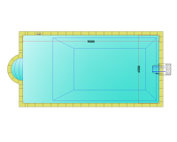 Комплект стандартного прямоугольного бассейна Дежуайо 9х4,5м с навесным фильтрующим блоком GR.I 181 и римской лестницей 1,76м