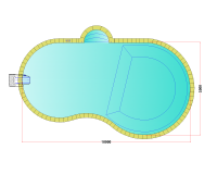 Комплект стандартного бассейна Дежуайо формы "Либерти" 10х5,5м с навесным фильтрующим блоком GR.I. 181 и римской лестницей 1,76м