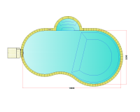 Комплект стандартного бассейна Дежуайо формы "Либерти" 10х5,5м с встроенной фильтрующей панелью PF.I 250 и римской лестницей 2,76м